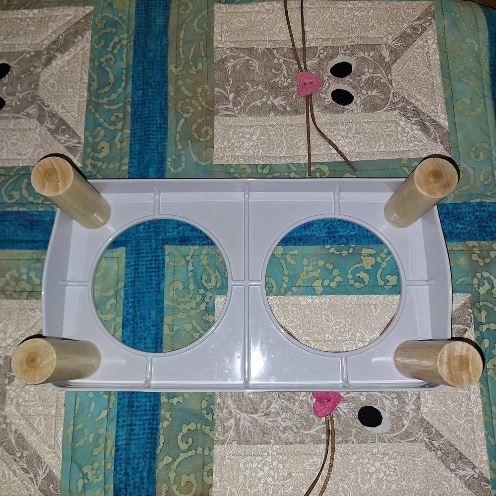 Pet Bowl Stand Plastic & Wood, NWOT